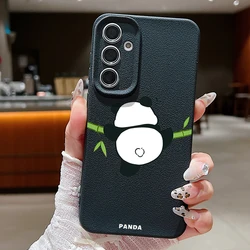 Cute Panda Soft Case with Leather Texture - TPU Phone Cover for Samsung Galaxy S20 FE (A666 Black)