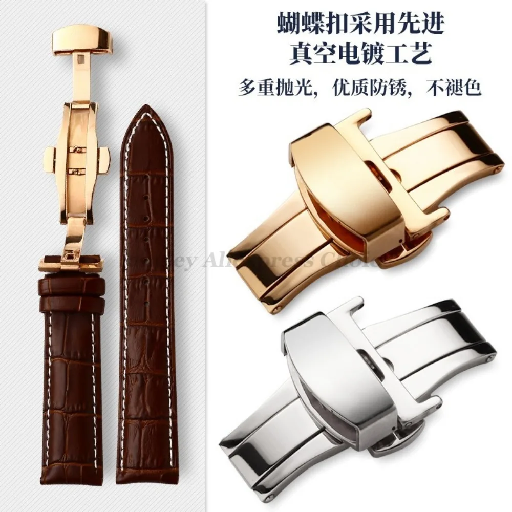 Krokodilmuster Lederarmband für Seiko für Omega für DW Armband 14mm 16mm 18mm 20mm 22mm 24mm Uhrenarmband Schmetterlingsschnallen – Detail 3