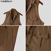 INCERUN 2024 Korean Style Jumpsuits Mens Summer Fashion Rompers Shorts Casual Solid Well Fitting Belt Sleeveless Bodysuits S-5XL 5