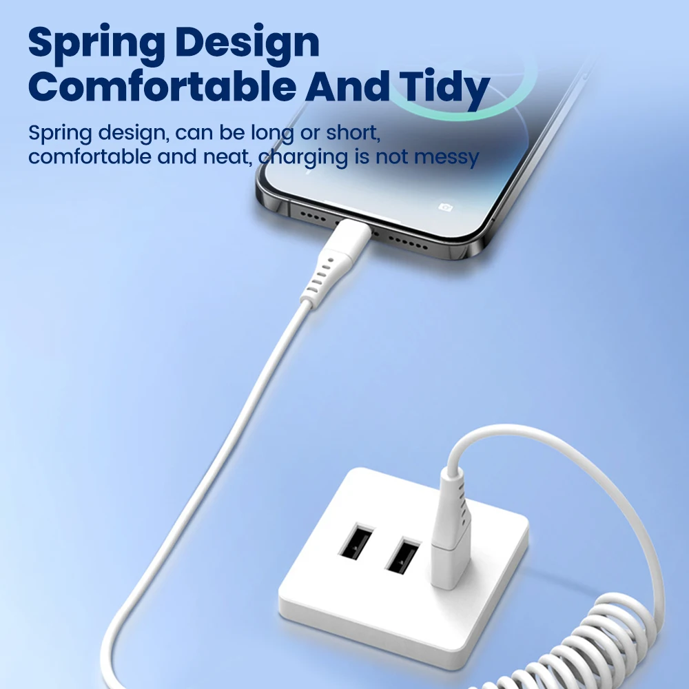 120W USB A to Type C Fast Charge Telescopic Car Charger Cable