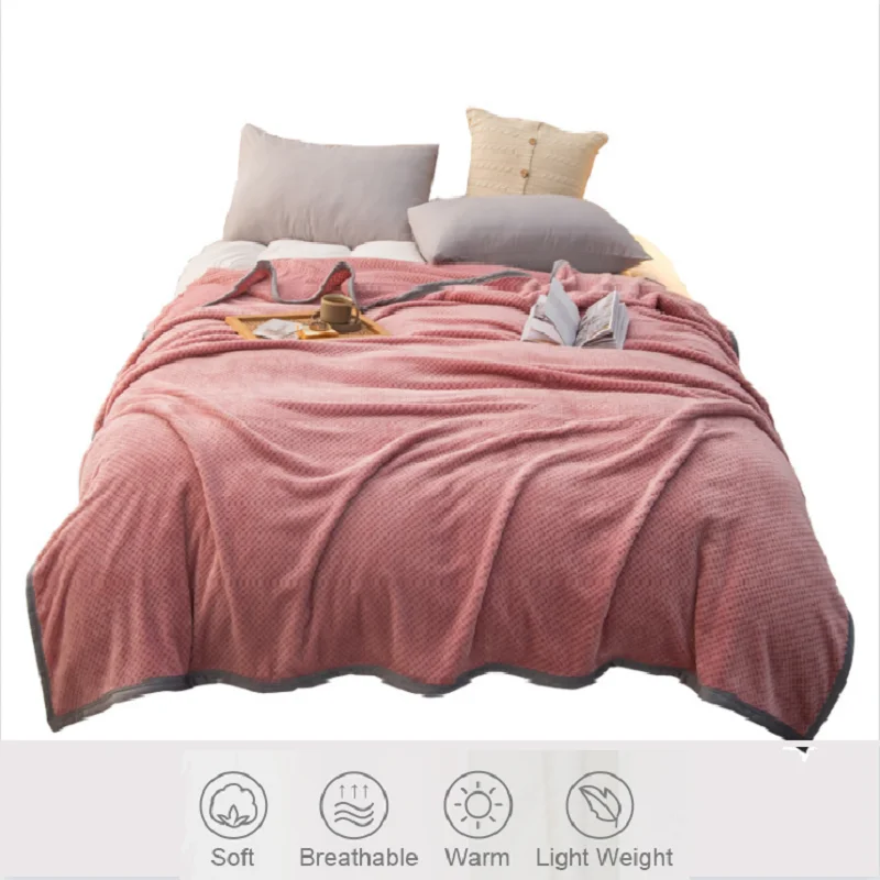 Waffle Textured Extra Large Fleece Blanket, Super Soft and Warm Throw