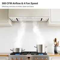 30" Range Hood Insert, Ductless Range Hood with 4 Speed Fan, White Stainless Steel & Tempered Glass Ran 2