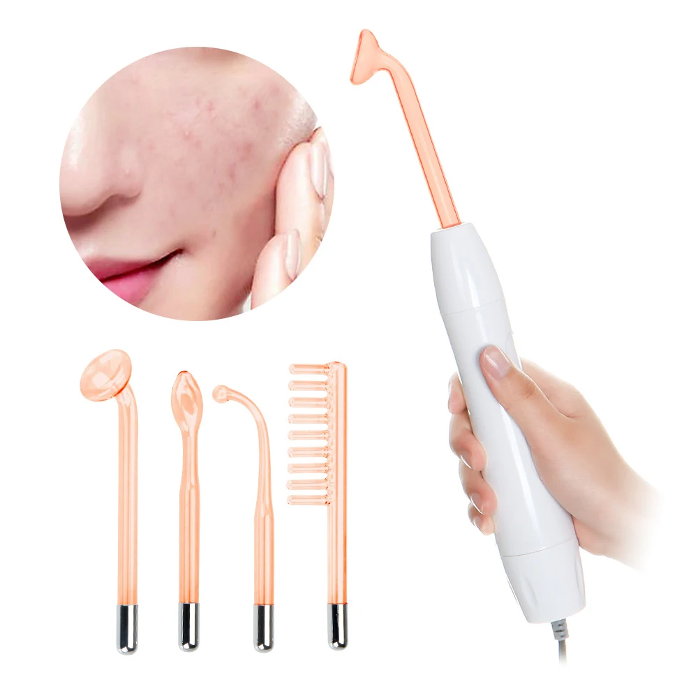 Darsonval Portable High Frequency Facial Machine Skin Therapy With 6 Neon & Argon Wands Remove Wrinkles Acne Facial Therapy Wand