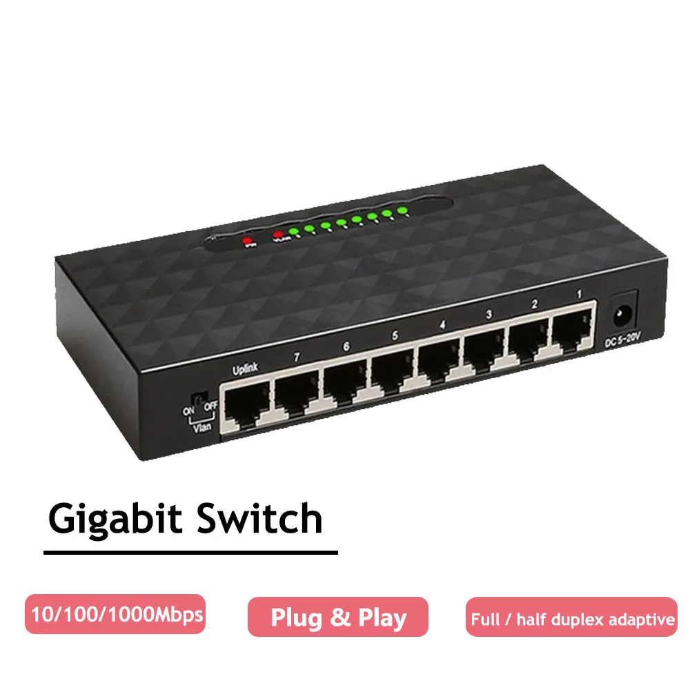 Ethernet Switch e Port 1000mbps Rede Rápida Switch de Rede Rj45 Hub Internet Injector para Wifi Router