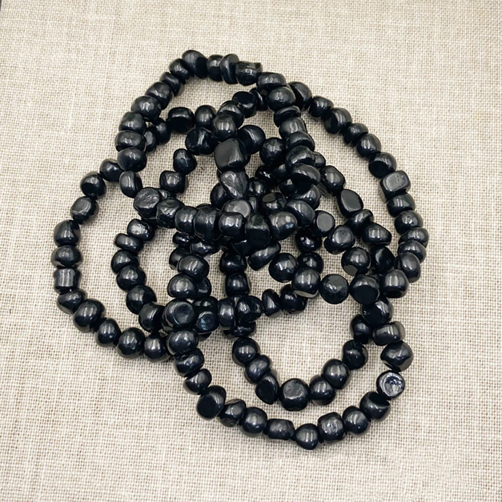 

Bracelet Of Anxiety and Desire Natural 8mm Shungite Tumbled Stone Bracelet For EMF Protection