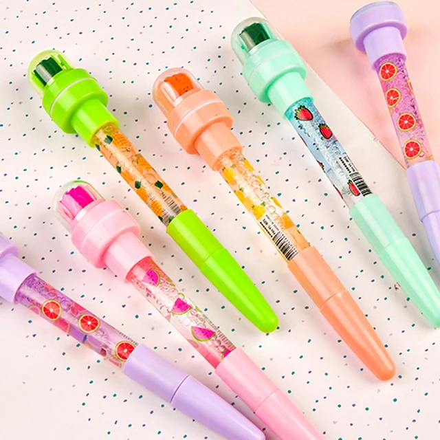 5 In 1 Children Cute Multifunctional Bubble Roller Seal Ballpoint Pen with  Light Funny Magic Pen Children's Stationery Girl