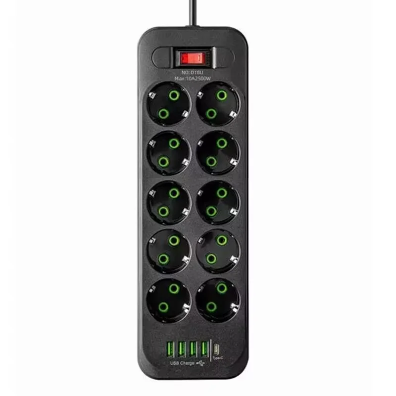 Power Strip EU Plug AC Outlet Power Strip Multitap Extension Cord Electrical Socket 4 USB Ports Fast Charge Multiprise Network Filter
