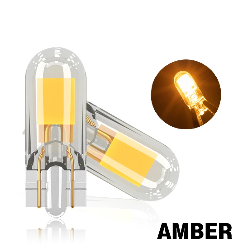 2Pcs Ultra-Bright T10 LED Wedge Bulbs - Sapphire COB, 12V, 6000K Lighting