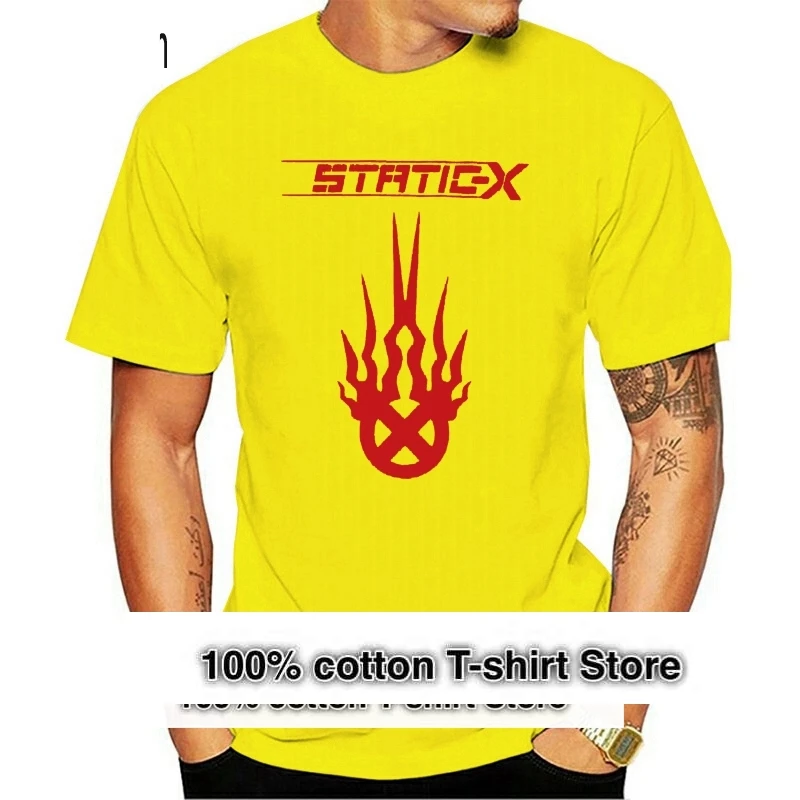 

New Popular STATICX Logo Rock Band Men's Black T-shirt Size S-3XL Short Sleeve Plus Size t-shirt colour jurney Print Custom