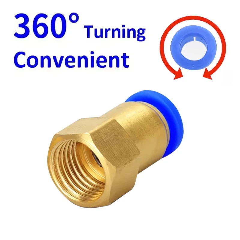 PCF Pneumatic Air Connector 4 6 8 10 12mm Hose Tube 1/8" 3/8" 1/2" 1/4" BSP Female Thread Brass Quick Pipe Joint Fitting 10PCS