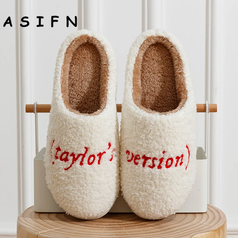 ASIFN Red Taylor's Home Slippers Women Winter 1989 Taylor Style Version Embroidered Gift Shoes Soft Swifties Tour Houseshoes