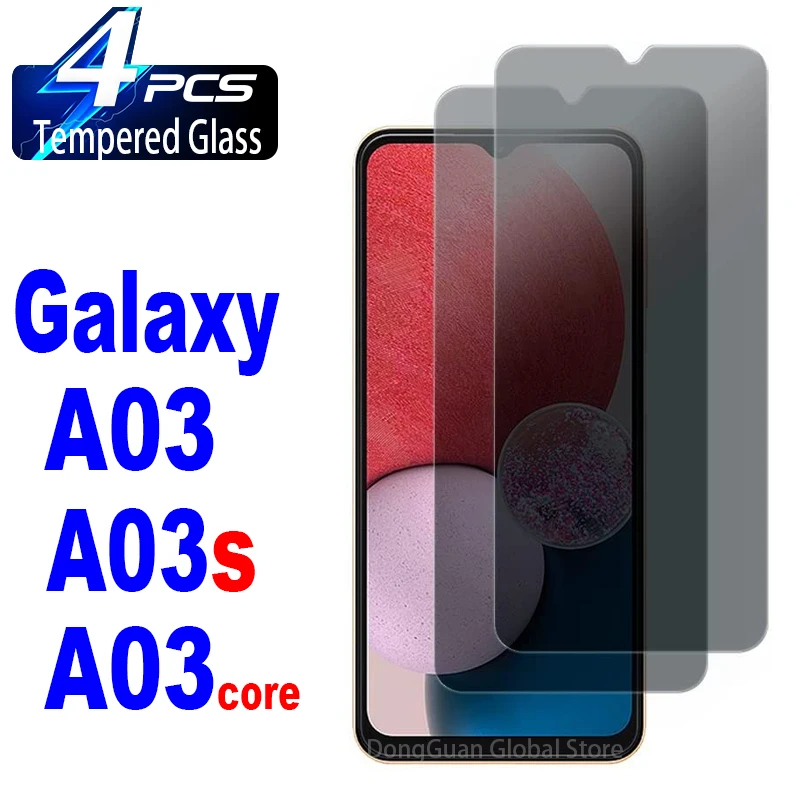 2/4Pcs Anti Spy Tempered Glass For Samsung Galaxy A03 A03s Core A03Core ...