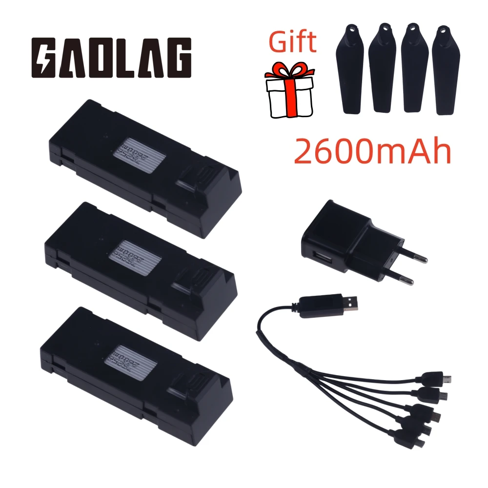 S28d40f6b5ba94f75a30bbaeccd3e3afbM 3.7V 2600mAh RC Drone Battery Stable UAV Battery for E88 E88PRO E88MAX E525 E99 E99PRO P1 P5PRO K3 S1 P8 with charger