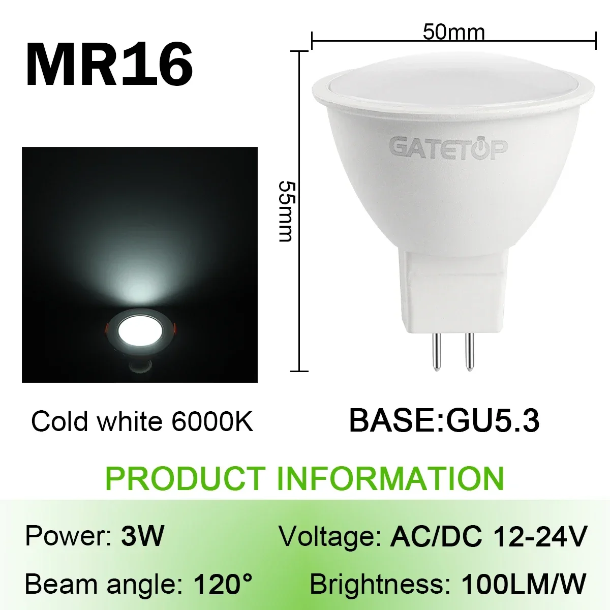 3W 120D 6000K