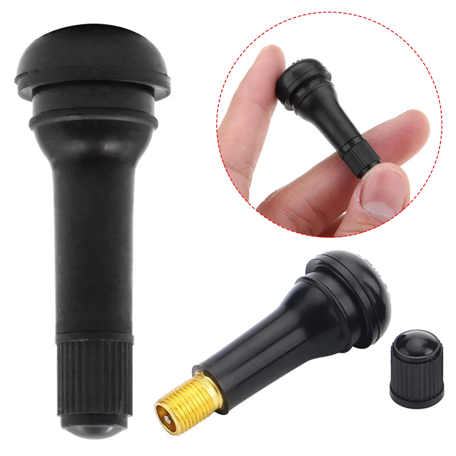5pcs Car Vacuum Tire Nozzle Rubber Tubeless Tr414 Car Valve With Dust