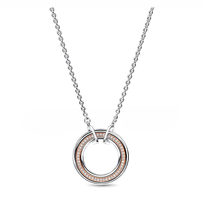 New 925 Silver Women's ME Gold Pearl Double Chain Creative Circle Pendant Necklace Women's Holiday High Quality Gift