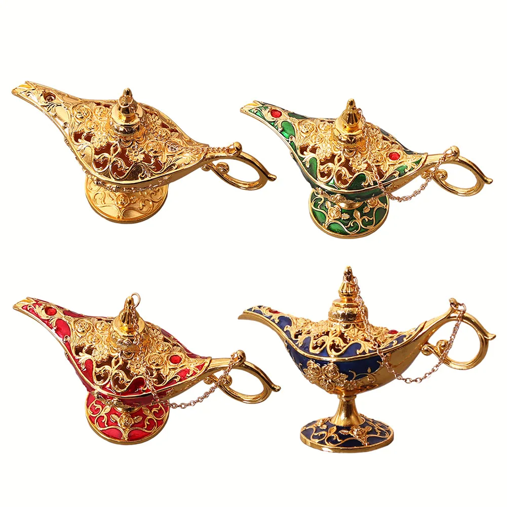 Aladdin Lamp Lega Wish Lamp Mini Statue Retro Wishing Light Home Metal Tabletop Decor Artigianato Regalo Vintage Desktop Ornament
