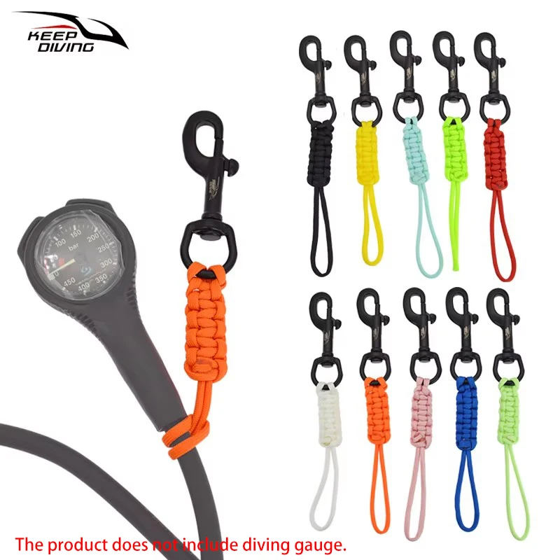 Diving 316 Stainless Steel Bolt Snap Hook With Rope Hand Woven Luminous Fixed Rope Anti-lost Safety BCD Accessory 1 PCS spring snap hook,scuba diving accessories
