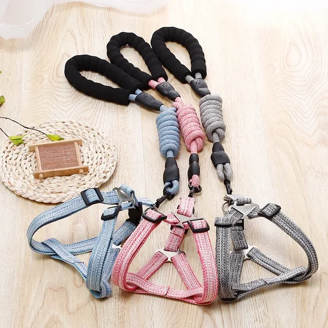 Dog Harness 1.2M Leash Set for Small Dogs Adjustable Puppy Cat Harness Vest Poodle Chihuahua Pug Outdoor Walking Pet Leash 4