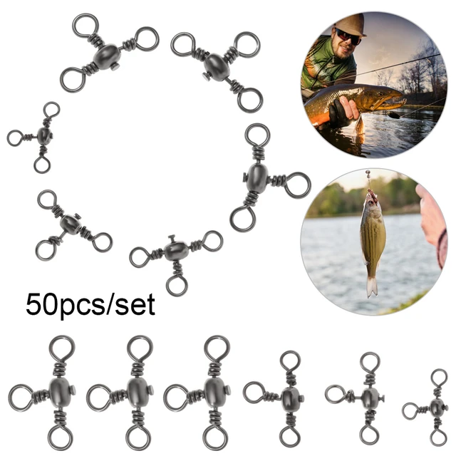 50PCS Durable Fishing Hook Line Connector 3 Way Barrel Cross Line