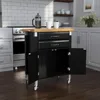 Serve Kitchen Cart with Natural Top, Locking Casters, Two Drawers, Two Storage Cabinets 3