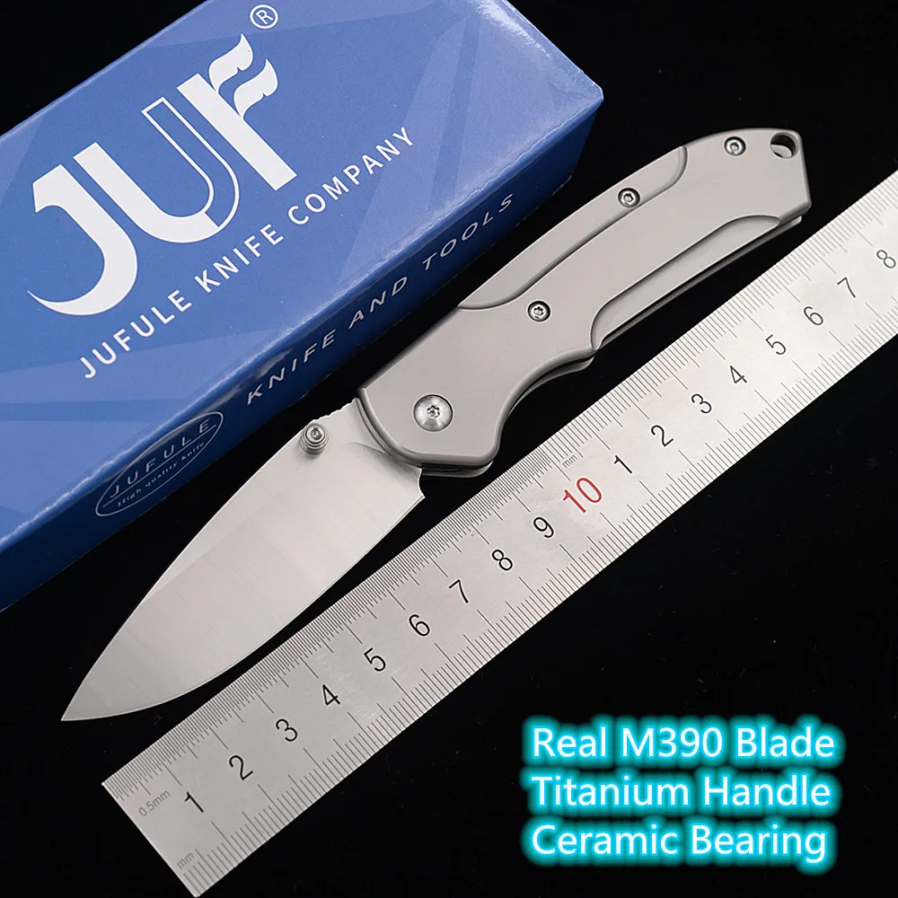 

JUFULE Real M390 RH565 Ceramic Bearing AxisL Titanium Alloy Hunting Tactical EDC Tool Folding Military Camping Utility Knife