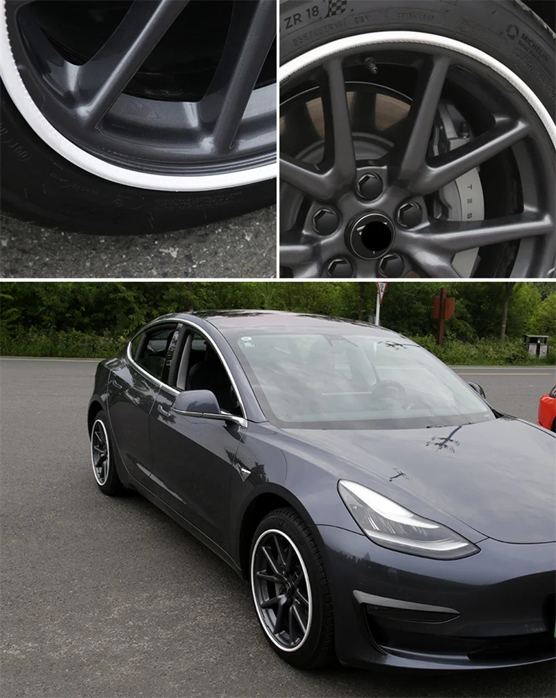 4 Color Car Wheel Guard Rim Protecting Trim Ring 16/17/18/19/20 Inch 4 Packs For Tesla Model 3 / Y