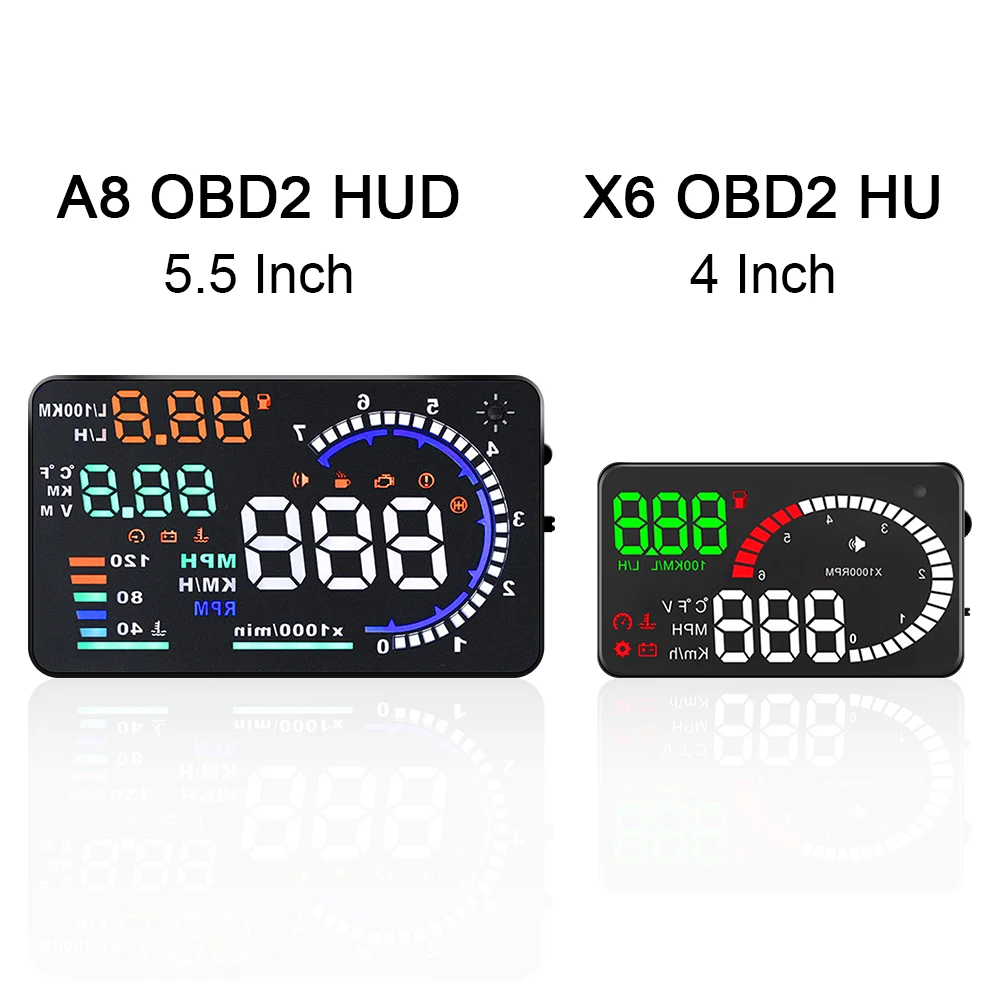 OBD2 HUD ڵ  ÷, X6   , LED    ˶, 5.5 ġ A8 ӵ  , 4 ġ