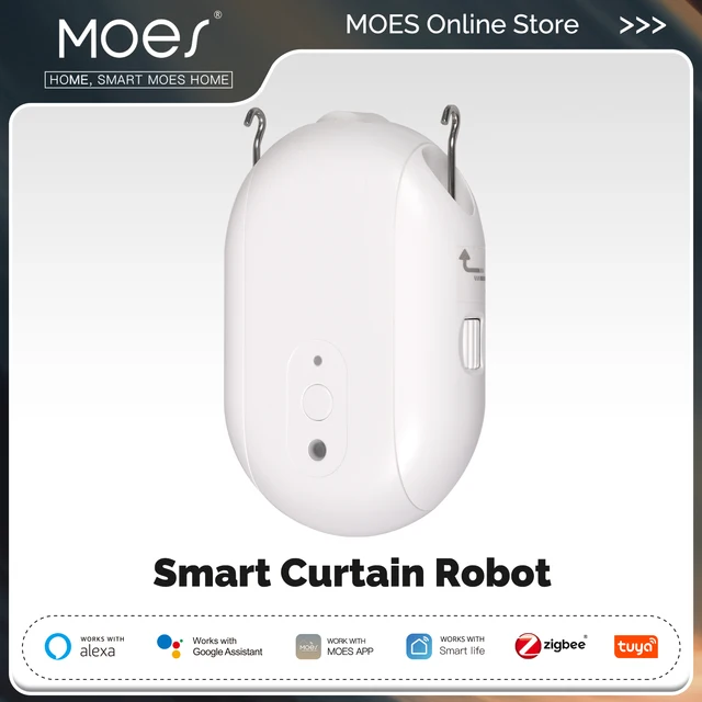 MOES Tuya ZigBee สมาร์ทไฟฟ้าผ้าม่านหุ่นยนต์จับเวลาเปิดอัตโนมัติ Closer Light Sensor App รีโมทคอนโทรลสนับสนุน Alexa GoogleHome 1