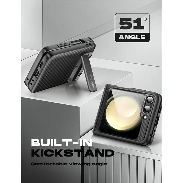 حافظة I-BLASON لهاتف سامسونج جالاكسي Z Flip 5 5G (2023) حافظة متينة لكامل الجسم مع واقي شاشة مدمج ومسند 2