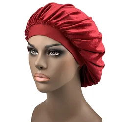Velvet High Elastic Wide Brim Nightcap Flannel Round Cap Pile Cap Turban Hat Shower Cap Beauty Hair Care Hat Bonnets for Women