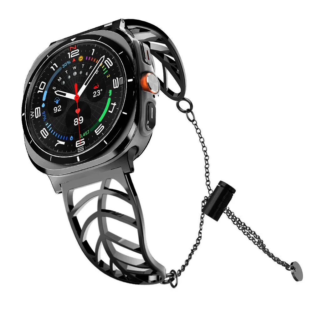 Elegant Stainless Steel Leaf Bracelet Strap