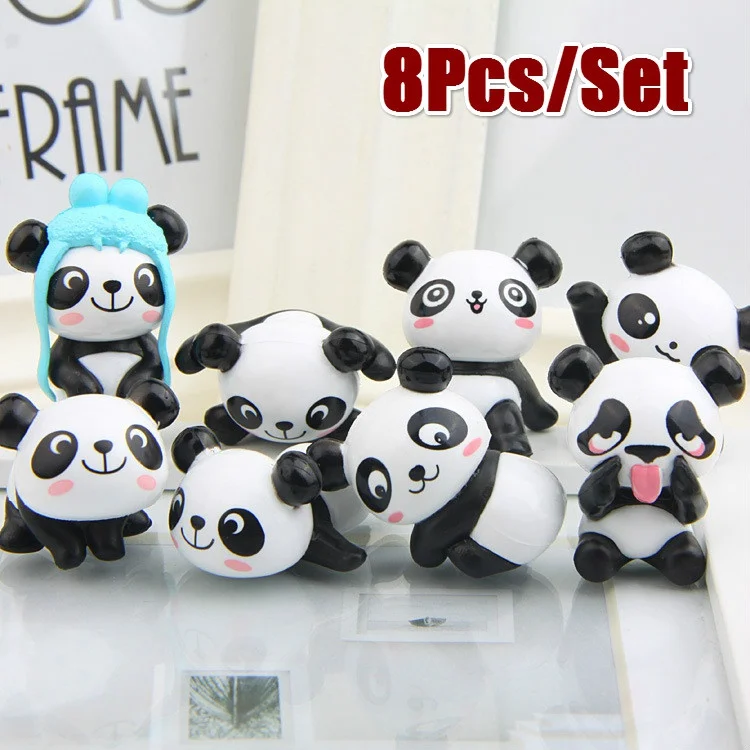 

8Pcs/set Cartoon Panda Creative Wild Garden Micro Landscape Decoration Accessories Cute Doll