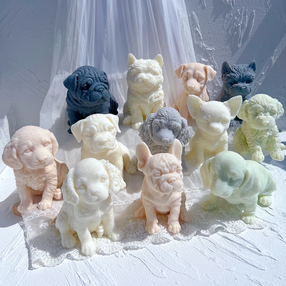 12 Different Breeds Puppies Candle Silicone Mold 3D Animal Cute Puppy Statue Soy Wax Mould for Dog Lover Gift Home Decor silicone mold silicone candle mold aromatherapy candle mold silicone candle molds candle mold