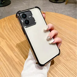 Clear Electroplate Shockproof Bumper Phone Case Cover for vivo Y22s (4jfs black)