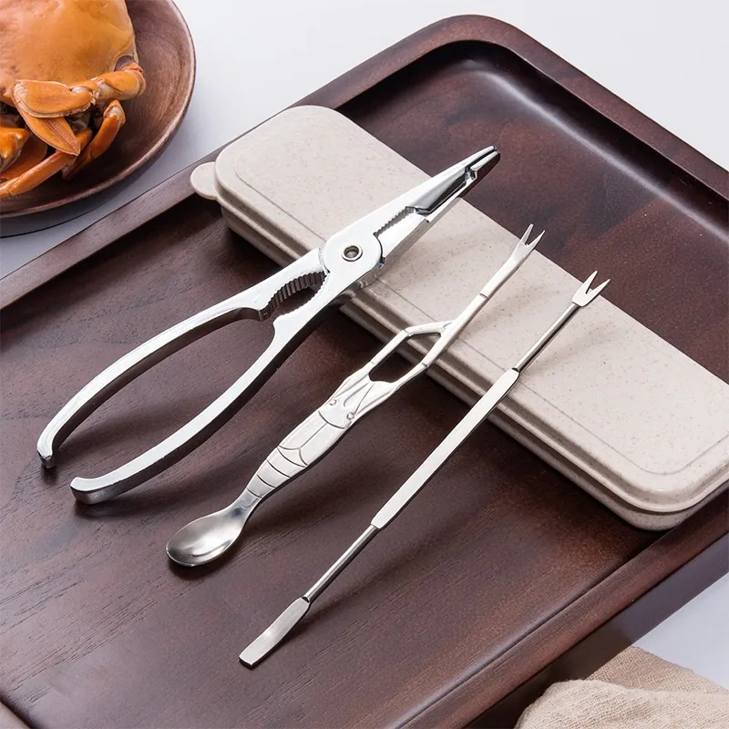 Shrimp Peeler Crab Nut Sheller Crab Sheller Seafood Opener Stainless Steel Seafood Tool Set Crab Shrimp Fruit Pliers Household Combination Special Tools Peeling Clip Full Set