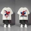Spider Man Pattern T-shirt + Shorts 2pc/set Boy Clothes Summer Fashion Cartoon Casual Tracksuit Outfits Boutique Children's Wear 1