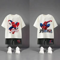Spider Man Pattern T-shirt + Shorts 2pc/set Boy Clothes Summer Fashion Cartoon Casual Tracksuit Outfits Boutique Children's Wear 1