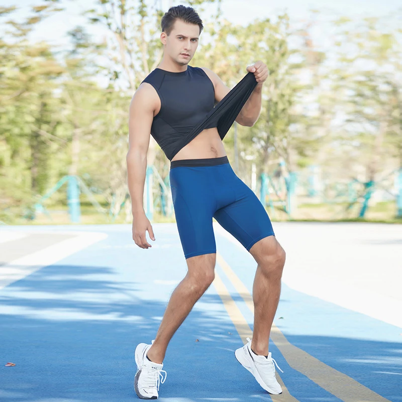 Men's Sports Tight Shorts Quick Drying Running Fitness Yoga Basketball Compression Training Leggings Pants Workout Gym Shorts