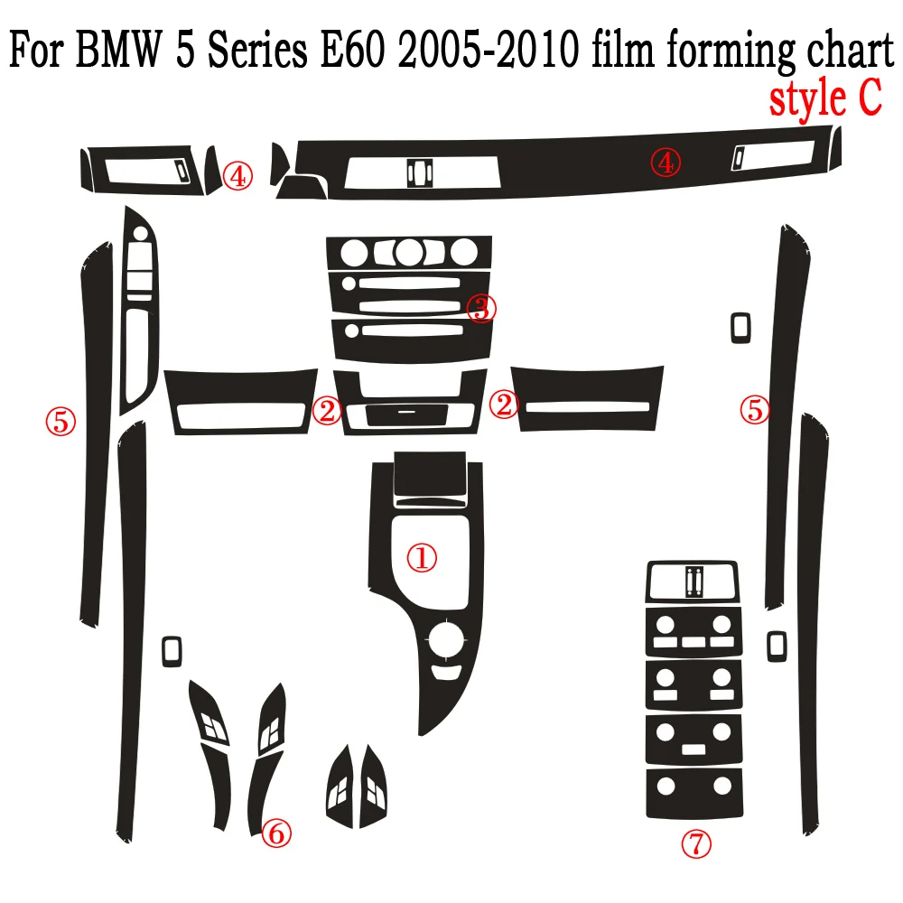 Autocollant Console Centrale Voiture DIYUCAR - Compatible Série 6 E63 E64 2004-2009, Fibre De Carbone, Facile à Poser