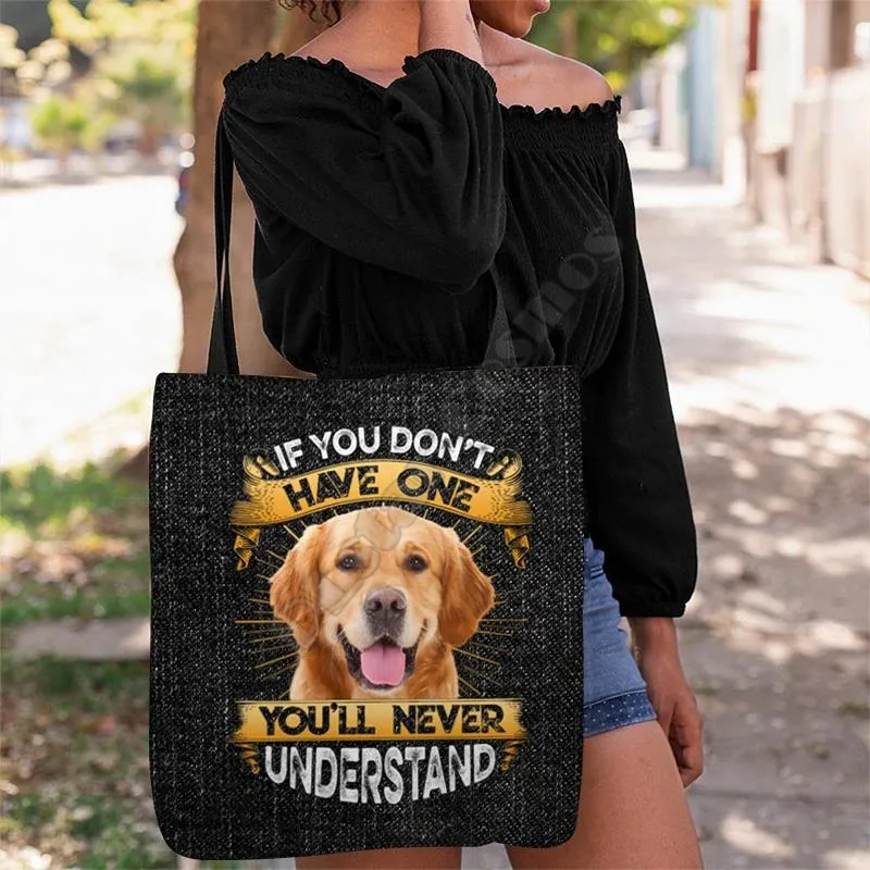 

Have One Golden Retriever Tote Bag 3D Print Handle Storage Shopper Bag Foldable Reusable Tote Multipurpose 14 Style dog pattern