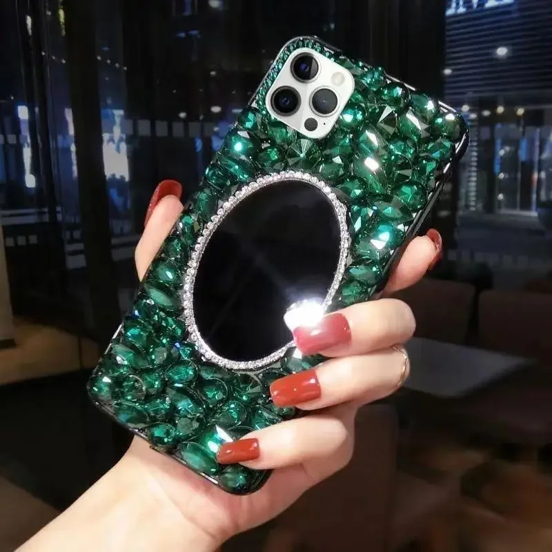 

Luxury Gemstone Inlaid Rhinestone Mirror Phone Case For Samsung GalaxyA50 A70S A22 A32 A52 A71 A51 A72 A73 A53 A33 A74 A54 A34