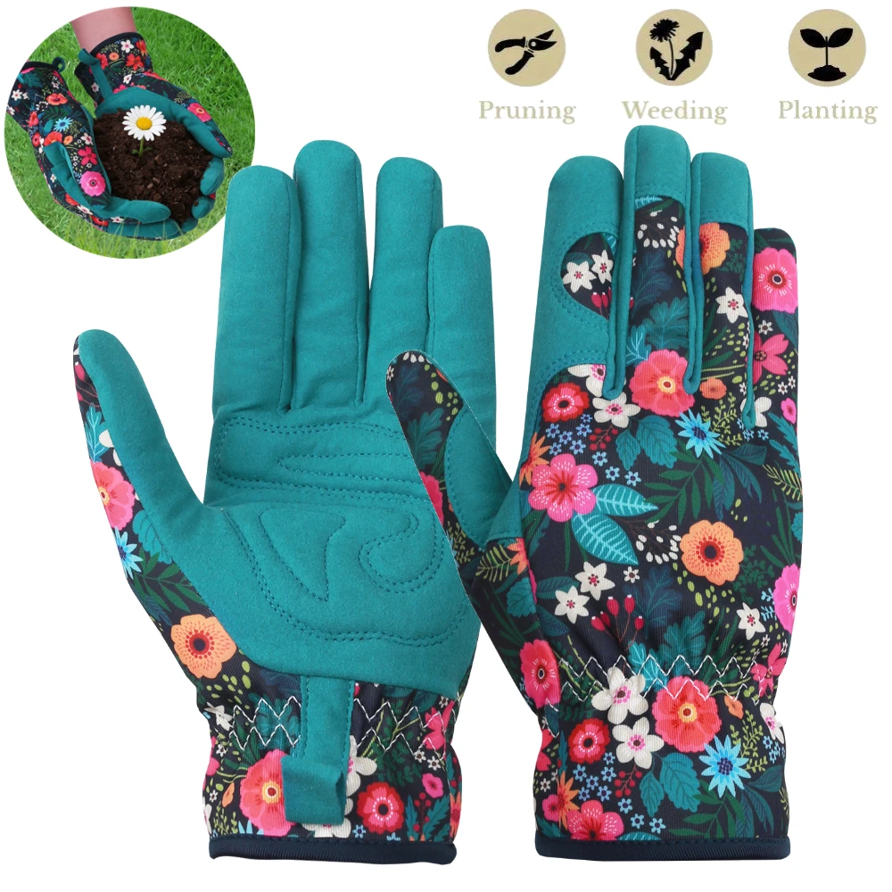 Womens Gardening Weeding Working Gloves Leather Garden Glove for Women Thorn Proof No Stab for Digging Planting Pruning 
