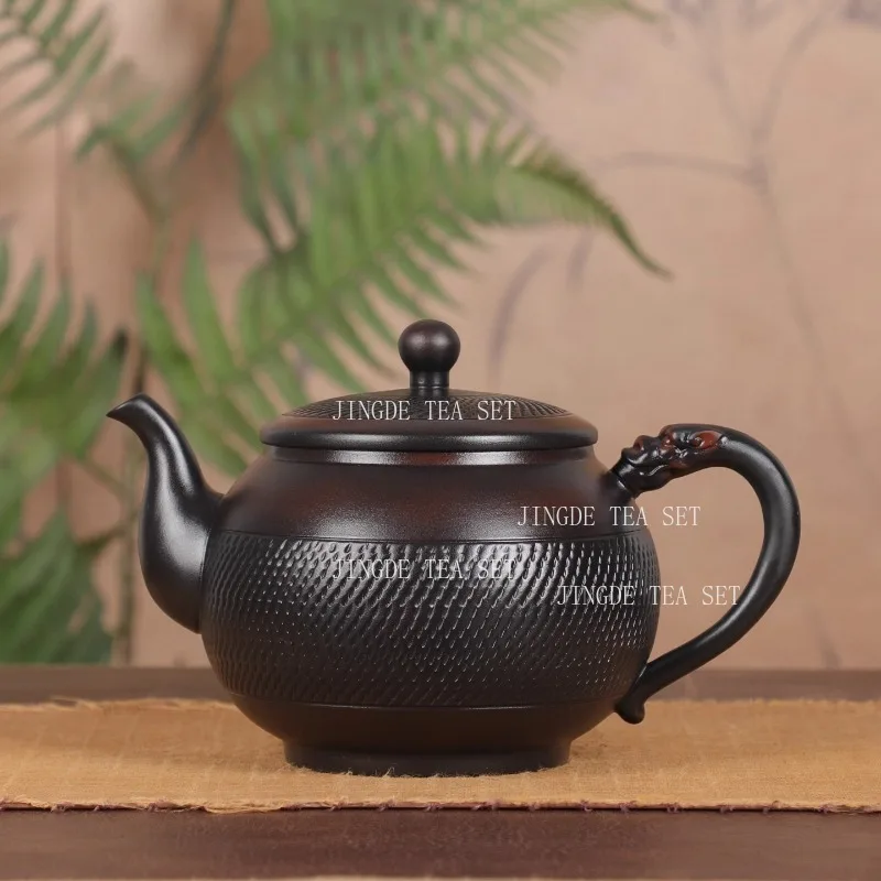 Yunnan Purple Pottery Handmade Teapot Chinese Style Household Large Capacity Jumping Knife Pot Master Specific Kung Fu Tea Set