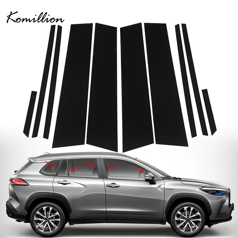 10Pcs Car Door Window Pillar Post Trim Covers Adesivi Decorativi Per Toyota Corolla Cross 2020 2021 2022 2023