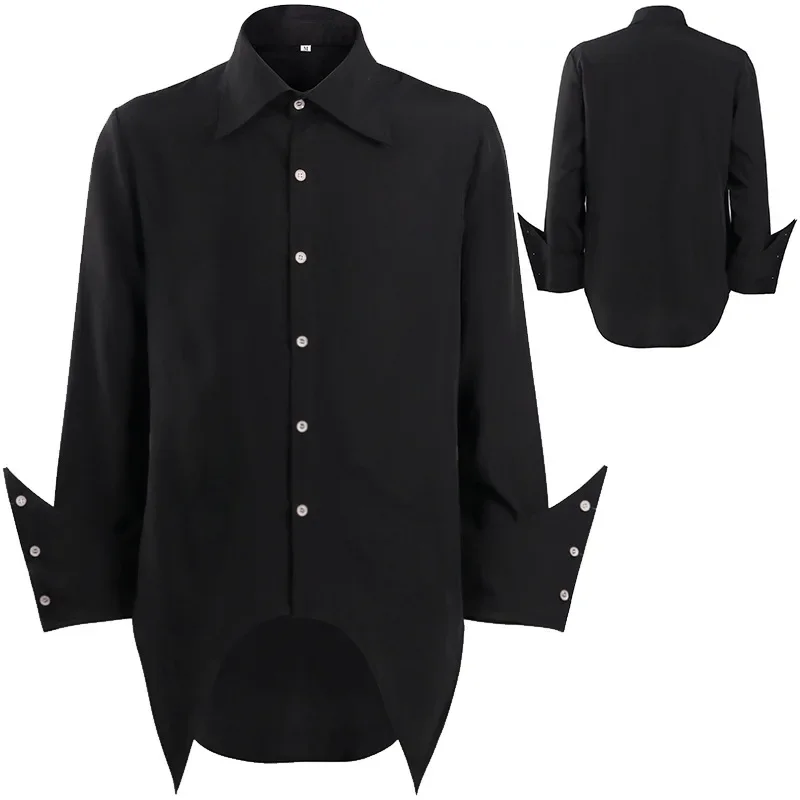 

Мужская винтажная рубашка в стиле панк, черная или красная формальная рубашка с длинными рукавами, в готическом стиле, стимпанк, для вечеринки