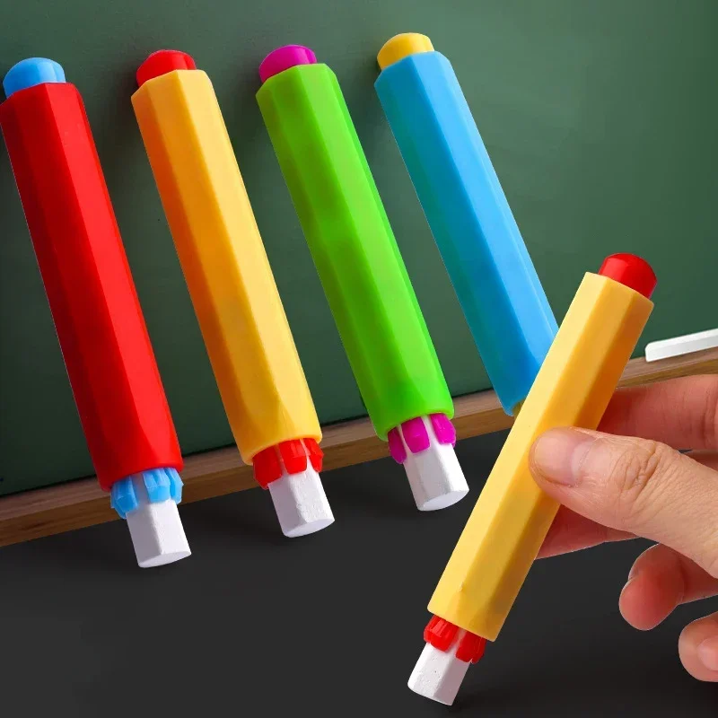 

5pcs Colourful Chalk Holder Storage Hard Case Non-toxic Chalk Clips Protective Health Teacher Blackboard Drawing School Office
