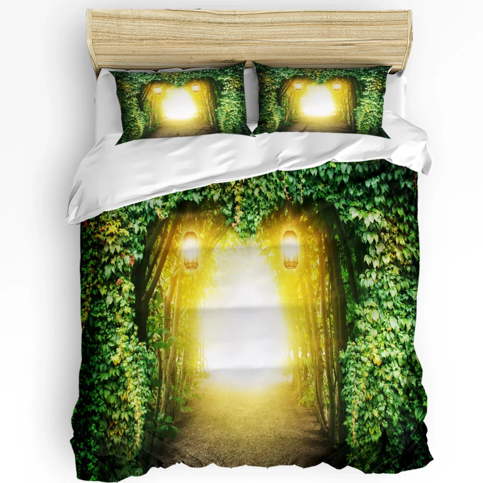 

Plant Forest Lighting Leaves Garden 3pcs Bedding Set For Bedroom Double Bed Home Textile Duvet Cover Quilt Cover Pillowcase