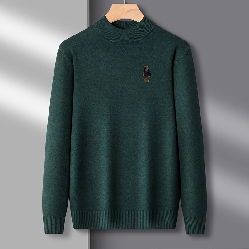 Heiße Verkäufe Marke Luxus männer Stricken Pullover Mock Neck Bär Stickerei Verdicken Pullover Herbst Winter Weiche Warme Business männer tragen – Detail 23
