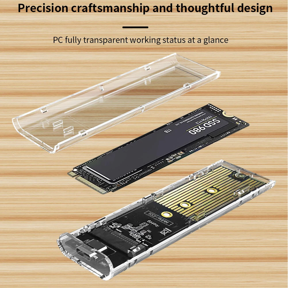 TISHRIC SSD NVME M2 케이스 NGFF 인클로저 M.2 듀얼 프로토콜-USB3.1 유형 C 하드 드라이브 인클로저 2230/2242/2260/2280용 10Gbps